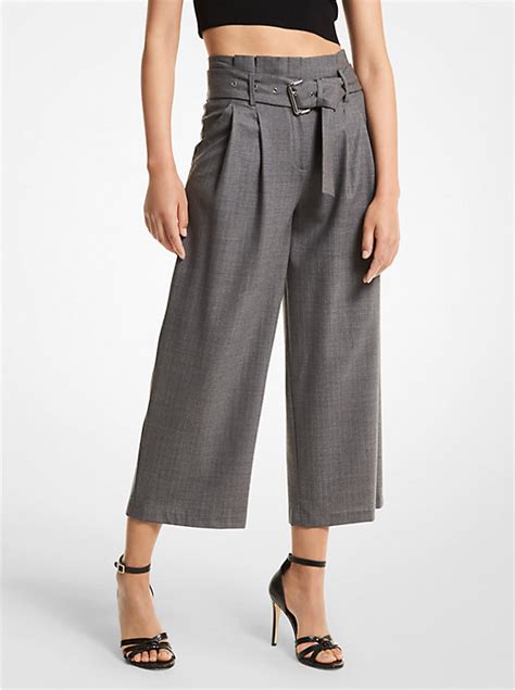 Pantalon court en laine extensible à carreaux 